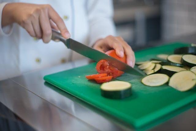 Food preparation on kitchen cutting surface