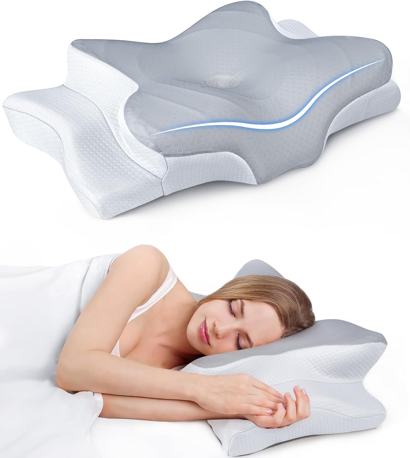Cozyplayer ergonomic memory foam pillow